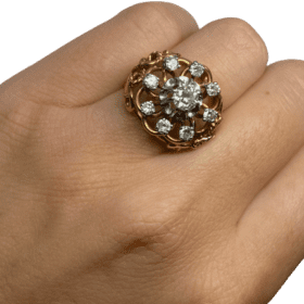 BAGUE ANCIENNE OR JAUNE 18K ET DIAMANTS (T.49) — photo 6