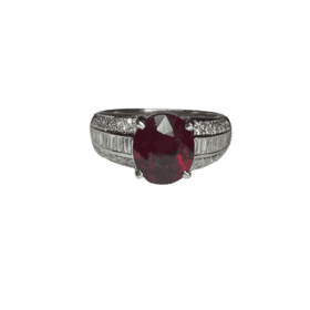 BAGUE OR BLANC 18K RUBIS ET DIAMANTS (T.54) — photo 3