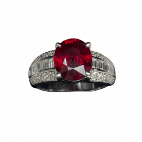 BAGUE OR BLANC 18K RUBIS ET DIAMANTS (T.54) — photo 1