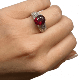 BAGUE OR BLANC 18K RUBIS ET DIAMANTS (T.54) — photo 6