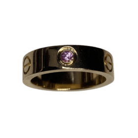 BAGUE CARTIER LOVE OR ROSE 18K ET SAPHIR ROSE (T.55) — photo 2