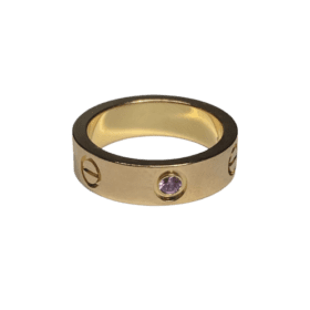 BAGUE CARTIER LOVE OR ROSE 18K ET SAPHIR ROSE (T.55) — photo 1