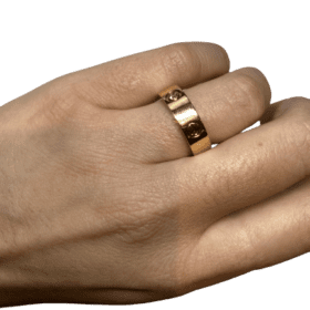 BAGUE CARTIER LOVE OR ROSE 18K ET SAPHIR ROSE (T.55) — photo 6