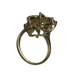 BAGUE ANCIENNE OR JAUNE 18K EMERAUDE DIAMANTS MARQUISE (T.53) — photo 3