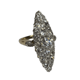 BAGUE MARQUISE OR 14K ET DIAMANTS (T.44) — photo 2