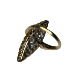 BAGUE MARQUISE OR 14K ET DIAMANTS (T.44) — photo 3