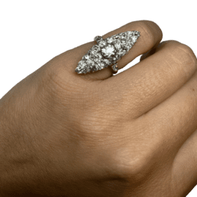 BAGUE MARQUISE OR 14K ET DIAMANTS (T.44) — photo 4