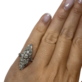 BAGUE MARQUISE OR 14K ET DIAMANTS (T.44) — photo 6