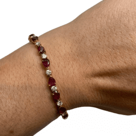 BRACELET OR 18K DIAMANTS ET RUBIS — photo 4