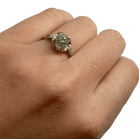 BAGUE OR BLANC 18K/PLATINE DIAMANT ENV. 0,95CT (T.53) — photo 2
