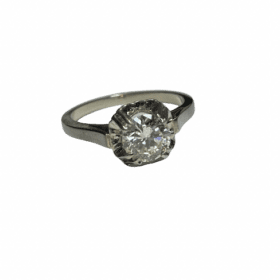BAGUE OR BLANC 18K/PLATINE DIAMANT ENV. 0,95CT (T.53) — photo 1
