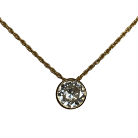 COLLIER OR JAUNE 18K ET DIAMANT ENV. 1 CARAT — photo 1