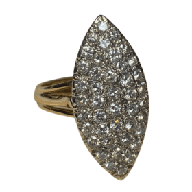 BAGUE MARQUISE OR JAUNE 18K ET DIAMANTS (T.54) — photo 1
