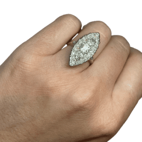 BAGUE OR BLANC 18K MARQUISE  (T.48) — photo 6