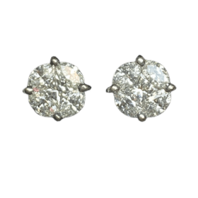 BOUCLES D’OREILLES PUCES OR 18K ET DIAMANTS — photo 1