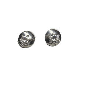 BOUCLES D'OREILLES PUCES OR BLANC 18K DIAMANTS 0,25 CT (x2) — photo 1