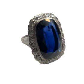 BAGUE OR 14K SAPHIR ET DIAMANTS (T.56) — photo 1