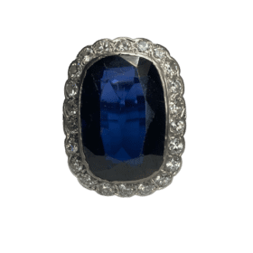BAGUE OR 14K SAPHIR ET DIAMANTS (T.56) — photo 2