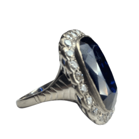 BAGUE OR 14K SAPHIR ET DIAMANTS (T.56) — photo 3