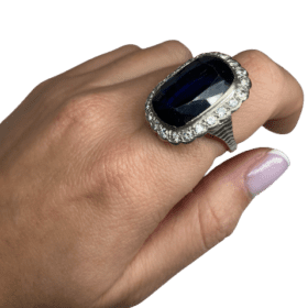 BAGUE OR 14K SAPHIR ET DIAMANTS (T.56) — photo 5