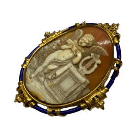 BROCHE CAMEE "CHERUBIN" OR JAUNE 18K/9K ET EMAIL — photo 4