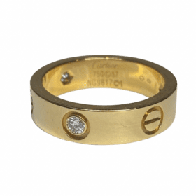 BAGUE CARTIER LOVE 3 DIAMANTS OR JAUNE 18K (T.57) — photo 1