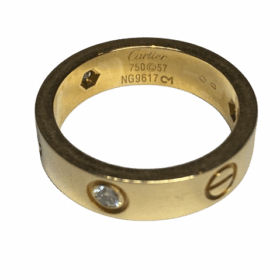 BAGUE CARTIER LOVE 3 DIAMANTS OR JAUNE 18K (T.57) — photo 3