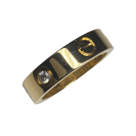 BAGUE CARTIER LOVE 3 DIAMANTS OR JAUNE 18K (T.57) — photo 4