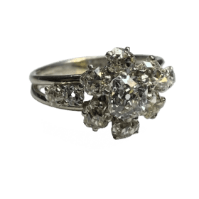 BAGUE MARGUERITE PLATINE ET DIAMANTS (T.62) — photo 1