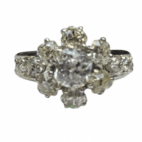 BAGUE MARGUERITE PLATINE ET DIAMANTS (T.62) — photo 3