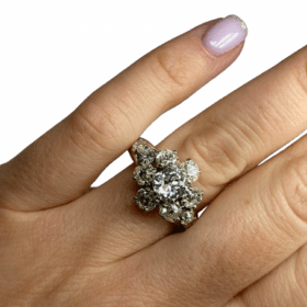 BAGUE MARGUERITE PLATINE ET DIAMANTS (T.62) — photo 6
