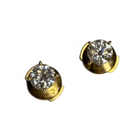BOUCLES D'OREILLES PUCES OR 18K ET DIAMANTS ENV. 0,40CT (x2) — photo 1
