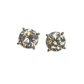 BOUCLES D'OREILLES PUCES OR 18K ET DIAMANTS ENV. 0,40CT (x2) — photo 3