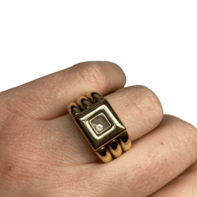BAGUE CHOPARD HAPPY DIAMONDS OR JAUNE 18K ET DIAMANT (T.53) — photo 13