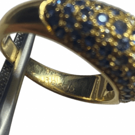 BAGUE JONC POIRAY OR JAUNE 18K SAPHIRS DIAMANTS (T.52) — photo 7