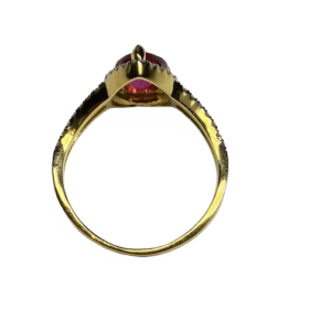 BAGUE OR JAUNE 9K, DIAMANTS ET RUBELLITE TOURMALINE (T.54) — photo 4