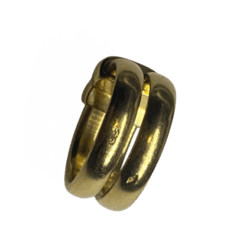 BAGUE HERMES DOUBLE ANNEAUX OR JAUNE 18K ET DIAMANTS (T.52) — photo 4