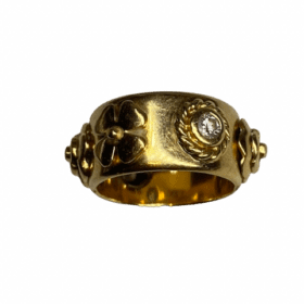 BAGUE CHANEL LES 3 SYMBOLES OR JAUNE 18K ET DIAMANTS (T.49) — photo 2