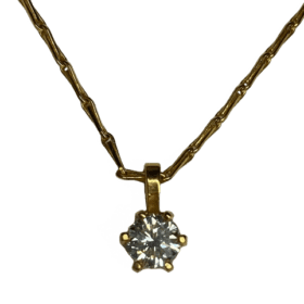 COLLIER ET PENDENTIF OR 18K ET DIAMANT ENV 0,90 CT — photo 1
