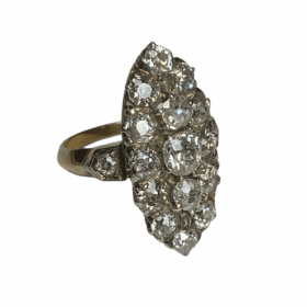 BAGUE MARQUISE OR 18K PLATINE ET DIAMANTS (T.48) — photo 1