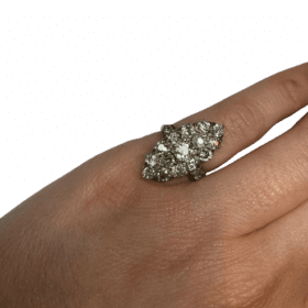 BAGUE MARQUISE OR 18K PLATINE ET DIAMANTS (T.48) — photo 2