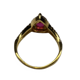 BAGUE OR 9K DIAMANTS ET RUBELLITE TOURMALINE (T.54) — photo 5