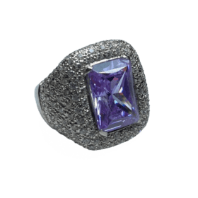 BAGUE DOME OR BLANC 18K VIOLETTE (T.54) — photo 1
