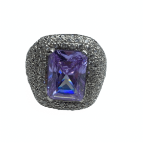 BAGUE DOME OR BLANC 18K VIOLETTE (T.54) — photo 3