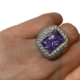 BAGUE DOME OR BLANC 18K VIOLETTE (T.54) — photo 6