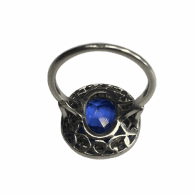 BAGUE ART DECO PLATINE DIAMANTS SAPHIR BIRMAN — photo 6