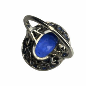 BAGUE ART DECO PLATINE DIAMANTS SAPHIR BIRMAN — photo 5