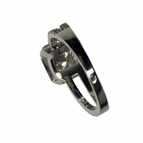 BAGUE SOLITAIRE OR 18K DIAMANTS DONT CENTRAL ENV. 0,70CT (T.46) — photo 5