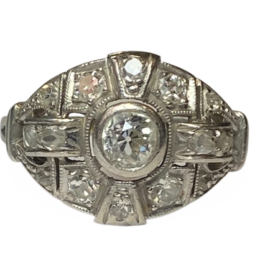BAGUE ART DECO PLATINE ET DIAMANTS (T.51) — photo 1