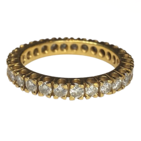 BAGUE ALLIANCE AMERICAINE OR 18K DIAMANTS (T.62) — photo 1